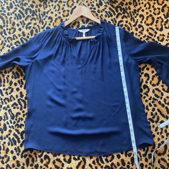 Rebecca Taylor Silk Double Georgette Ruffle Top in Navy size 12 - Picture 16 of 16